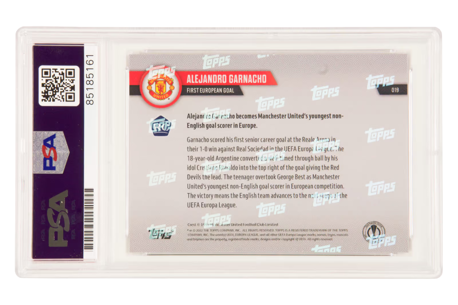 Alejandro Garnacho Signed 2022 Topps Now First Goal Rookie Card – PSA Authentic